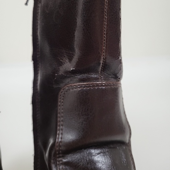 Vintage chunky heel boot square toe platform sock boot calf booties gogo - Picture 7 of 13